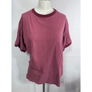 CRB Large Maroon Ringer T-Shirt Men's Short Sleeve Cotton Casual